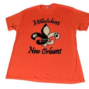 Villalobos New Orleans Pit Bull Security T-Shirt Orange XL Gildan Heavy Cotton